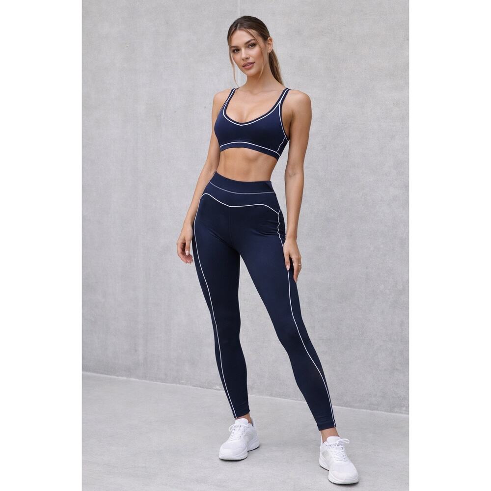 Navy Blue Athletic Set Size S – High Waisted Leggings + Sports Bra | Gym Set